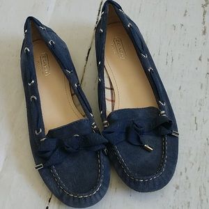 TODAY ONLYCoach Carisa Navy Blue Suede Loafer Flat